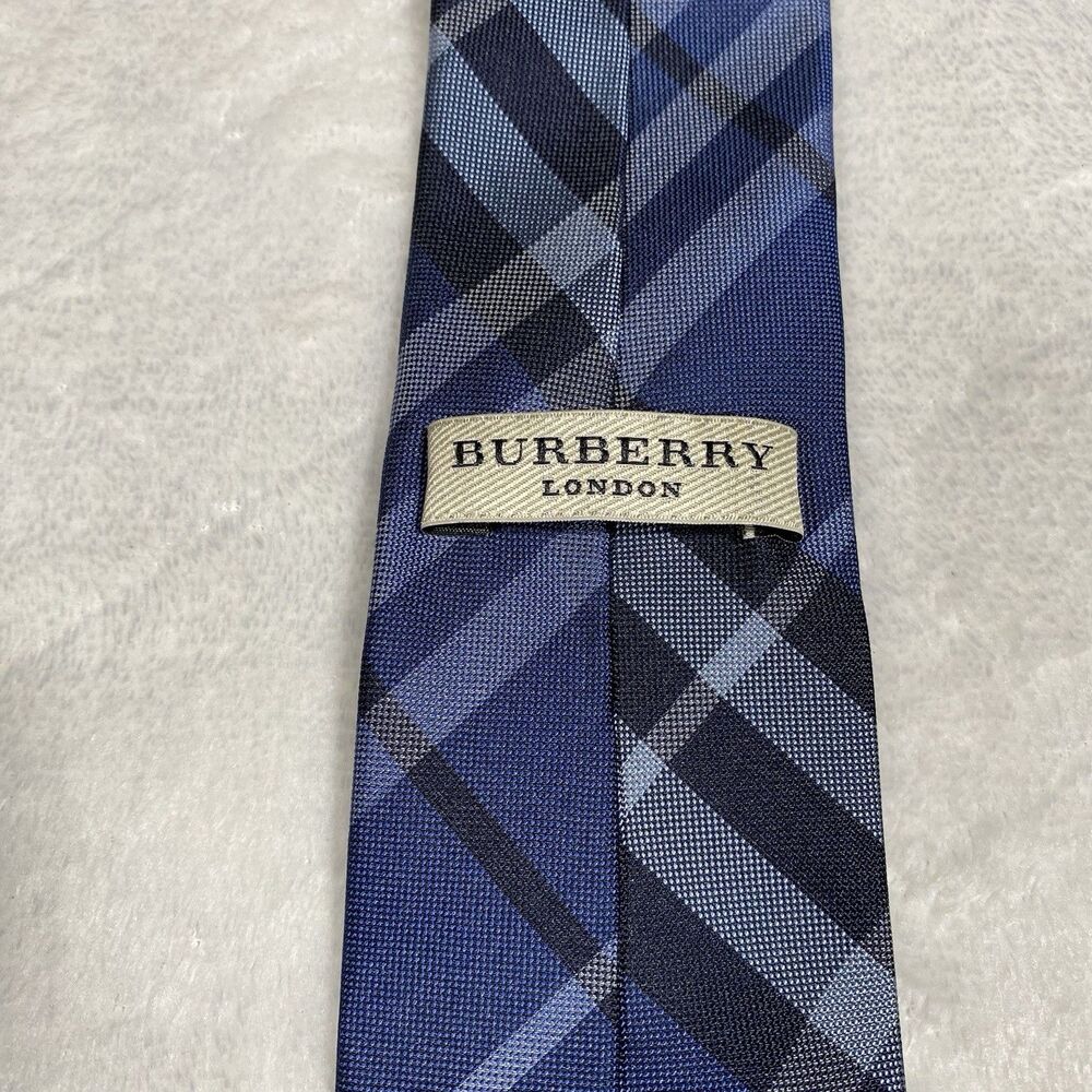 Burberry London Regent Carbon Blue Plaid Silk Tie Made In Italy Preppy Old Money - Picture 3 of 5